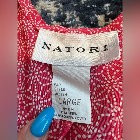 NATORI Abstract Satin Midi Slip Dress Lingerie Inspired Glam Large - Picture 5 of 7